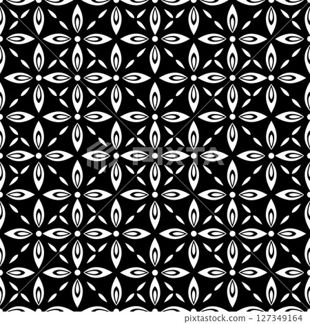 Flower geometric pattern. Seamless vector background. White and black ornament. 127349164