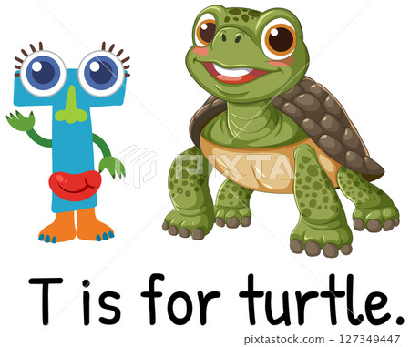 Alphabet Illustration: T is for Turtle 127349447