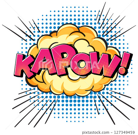 Retro Comic Book Explosion with Bold Text 127349459