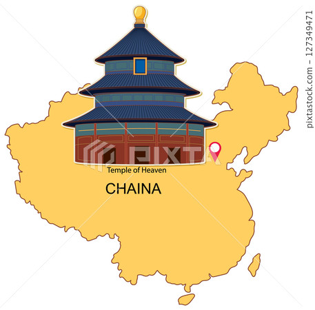 Temple of Heaven on China Map Illustration 127349471