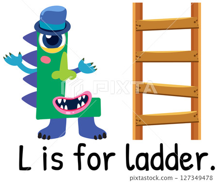 Playful Alphabet Illustration with Ladder Theme Playful Alphabet Illustration with Ladder Theme 127349478
