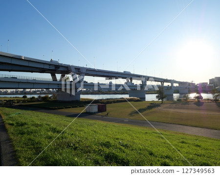 Arakawa River with Expressway 127349563