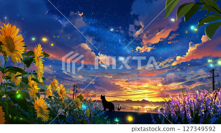 夏日傍晚的貓 127349592