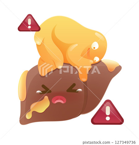 Cartoon concept for fatty liver disease or hepatic steatosis disease 127349736