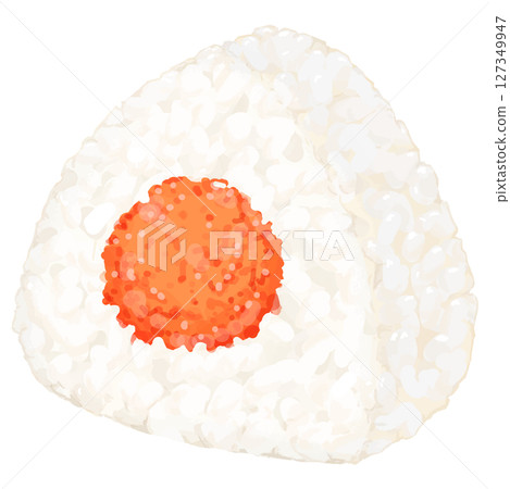 Realistic illustration of rice ball with mentaiko 127349947