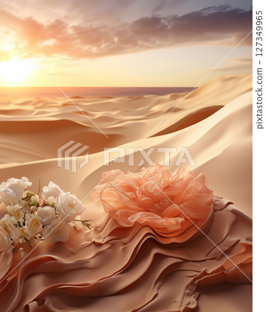 Advertising poster background for cosmetics and skin care. Nature, flowers and desert themes. 127349965