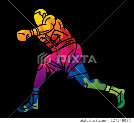 Boxing Sport Boxer Ultimate Fighter Cartoon Graphic Vector 127349985