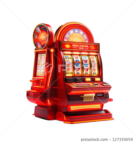 Slot machines, brightly colored, neon colors, beautiful for use in casinos. 127350059