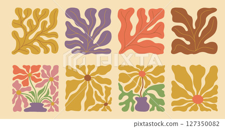 Retro floral waves in seamless design Retro floral waves in seamless design 127350082
