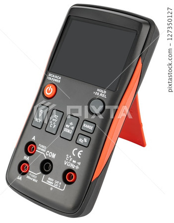 Modern multimeter with LCD screen on white background. On white background. 127350127