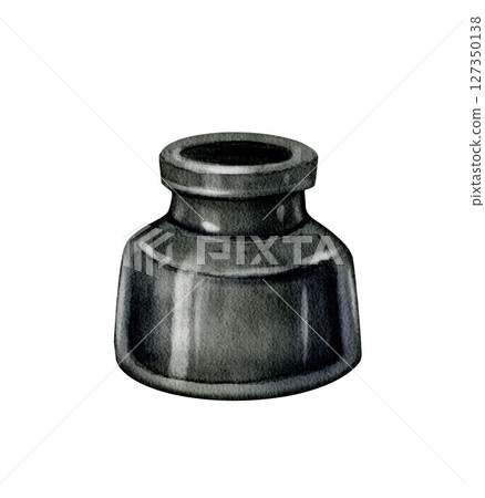Ink bottle drawing black 127350138