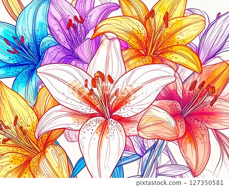 Colorful lily flower background material 127350581