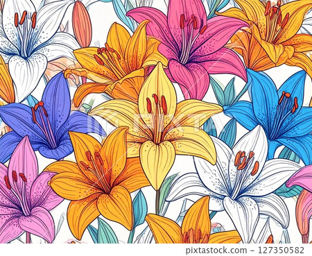Colorful lily flower background material 127350582