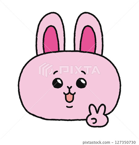 Rabbit making a peace sign Rabbit making a peace sign 127350730