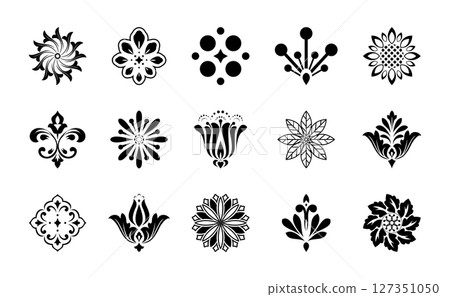 Flower icons set. Isolated elements for design. Vector graphics. 127351050