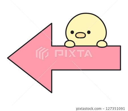 Left arrow and cute chick illustration 127351091