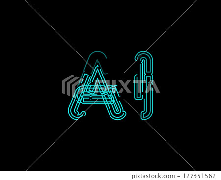 Futuristic AI Logo With Neon Circuit Style For Artificial Intelligence, Cyber Technology, Neural Network, Virtual Assistants, And Tech Startup Projects. Digital Hi-Tech Look. Vector Illustration 127351562