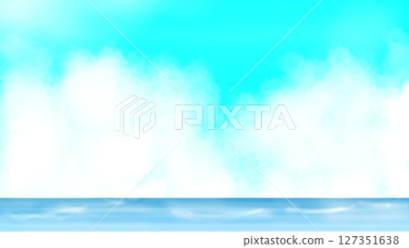 夏日藍天、大海和積雨雲的插圖 127351638