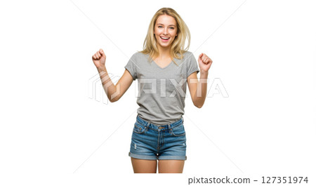 Close-Up of Juicy Ripe Watermelon Slice with Seeds on Wooden Surface 127351974