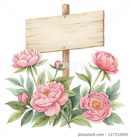 Wooden sign  The most beautiful flower in the world is under the sign watercolor 127352003