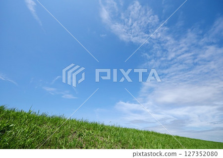 Refreshing blue sky and bank Refreshing blue sky and bank 127352080