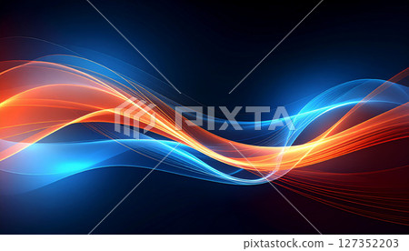 橙色和藍色的能量光相交 127352203