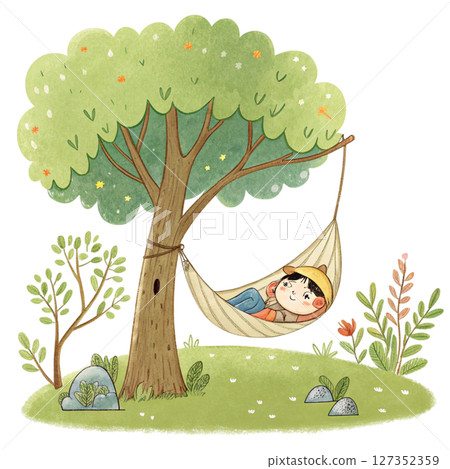 Summer Tree kawaii clipart watercolor  127352359