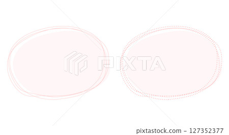 Pink hand drawn round rough decorative frame 127352377