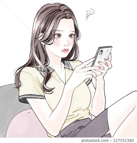 A girl who is upset because she hasn't received a reply A girl who is upset because she hasn't received a reply 127352380