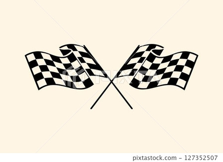 checkered flag on black background. racing icon, racing vector, sports icon, graphic design checkered flag on black background. racing icon, racing vector, sports icon, graphic design 127352507