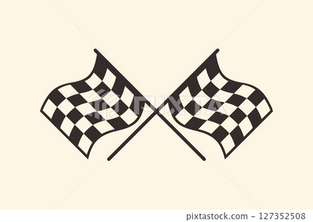 checkered flag on isolated backgroun. two crossed black-and-white checkered flags, checkered flag on isolated backgroun. two crossed black-and-white checkered flags, 127352508