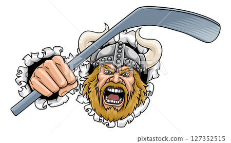 Viking Ice Hockey Sports Team Mascot Man 127352515
