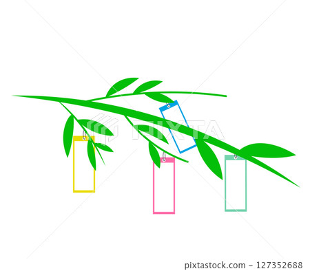 七夕節竹子和紙條.向量說明 127352688