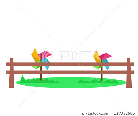 Pinwheel in the garden. Toy windmill. Vector illustration Pinwheel in the garden. Toy windmill. Vector illustration 127352690