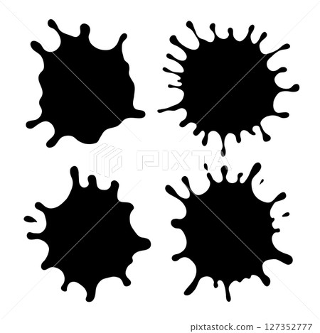 Vector set of black paint splashes isolated from background. Ink splatters and blobs silhouette clip art collection. Vector set of black paint splashes isolated from background. Ink splatters and blobs silhouette clip art collection. 127352777
