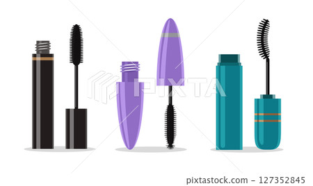 Set of Mascara Tubes and Brushes Packaging 127352845