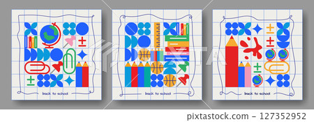 Back to school geometric poster set 127352952