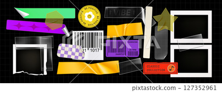 Y2k aesthetic sticker collection with photo frames 127352961