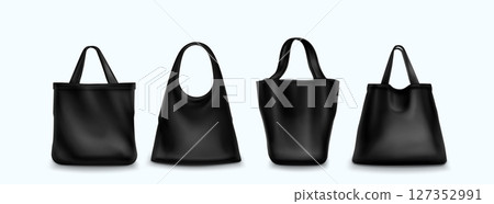 Black fabric tote bag mockup for shopping 127352991