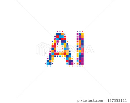 AI Logo Monogram Design For Tech, Chatbot, Virtual Assistant, Neural Network, SaaS, Smart Digital Tool. Perfect For Startup of Communication System and Automatisation. Vector Illustration 127353111
