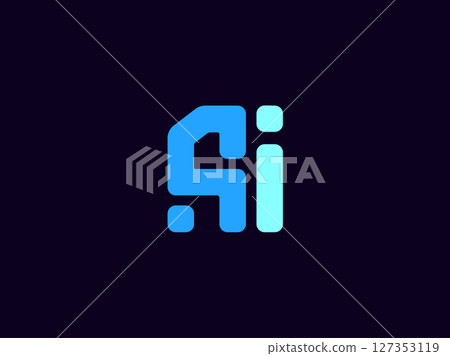 AI Logo Monogram Design For Tech, Chatbot, Virtual Assistant, Neural Network, SaaS, Smart Digital Tool. Perfect For Startup of Communication System and Automatisation. Vector Illustration 127353119