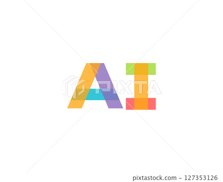AI Color Blocky Logo Monogram Design For Tech, Chatbot, Virtual Assistant, Neural Network, SaaS, Smart Digital Tool For Startup of Communication System and Automatisation. Vector Illustration. 127353126