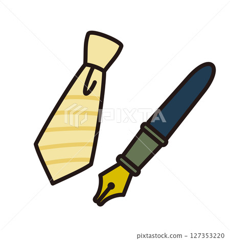 父親節領帶與鋼筆插圖 127353220