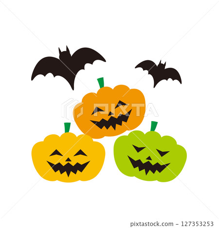 Halloween pumpkin and bat illustration Halloween pumpkin and bat illustration 127353253