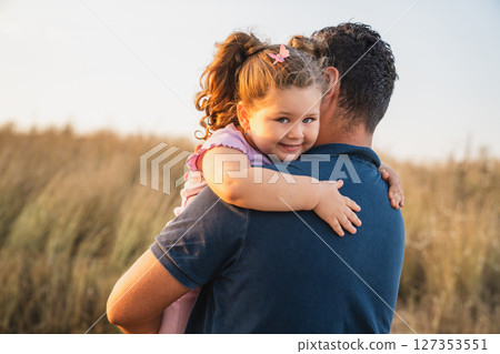 Portrait of happy daughter with her father. Portrait of happy daughter with her father. 127353551