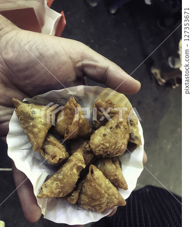 Crispy South Indian Samosas,Authentic Indian Street Food, Mambalam,Chennai, Tamil Nadu. 127353671
