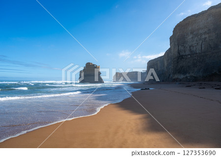 Clifton Beach and Twelve Apostles along the Great Ocean Road, Australia Clifton Beach and Twelve Apostles along the Great Ocean Road, Australia 127353690