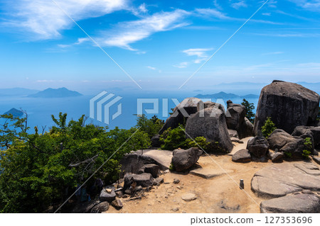 Seto Inland Sea and Hiroshima Bay from Mount Misen summit, Miyajimaa, Japan Seto Inland Sea and Hiroshima Bay from Mount Misen summit, Miyajimaa, Japan 127353696
