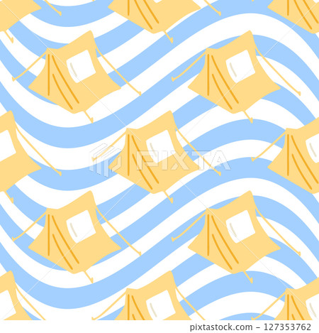 Seamless Camping Tent Summer Pattern Seamless Camping Tent Summer Pattern 127353762