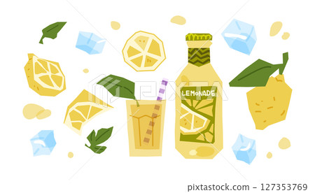 Lemonade Bottle And Drink Elements 127353769